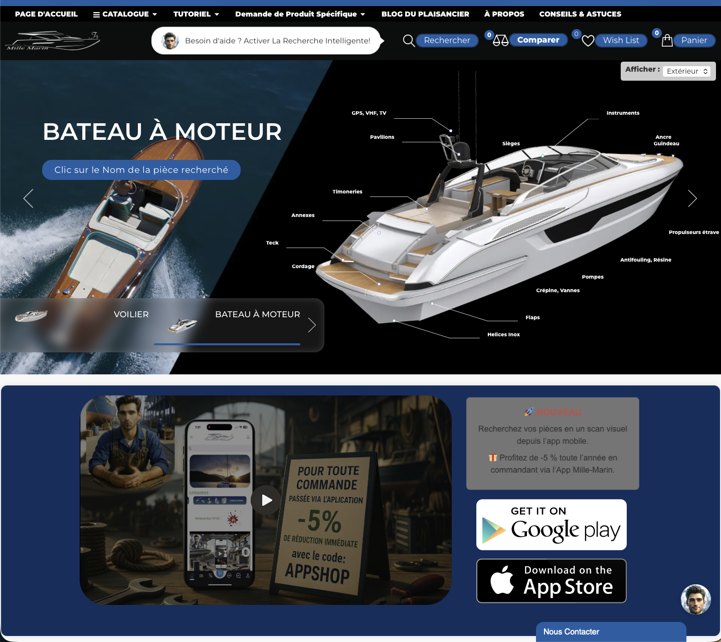 Site e-commerce Mille-Marin.fr sous PrestaShop 8.1